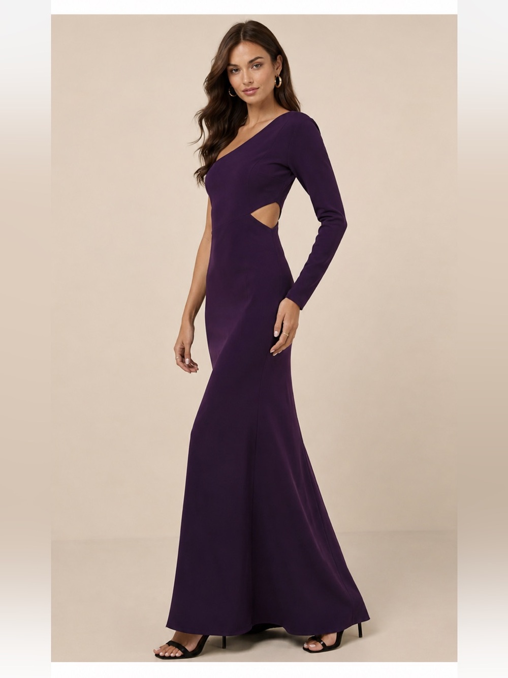 Lulu's One-Shoulder Long Purple Gown Pit to Pit 16” Length 59”